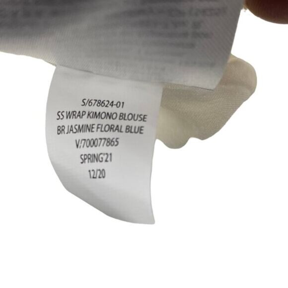 NWT BANANA REPUBLIC Short Sleeve Wrap Kimono Blouse XS Jasmine Floral Blue Green - Picture 5 of 9